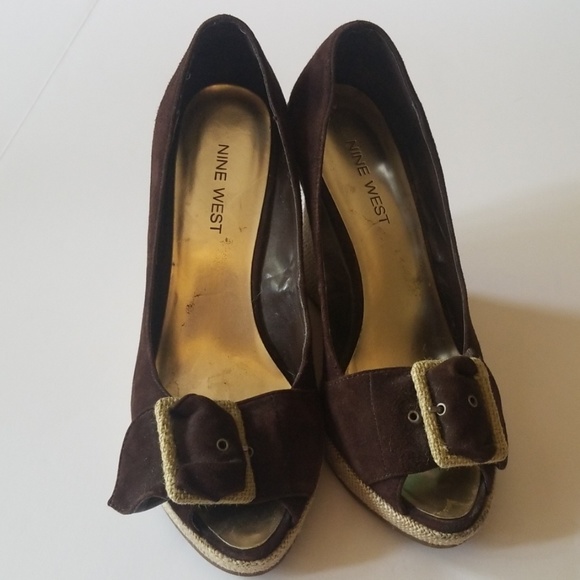 Chocolate Brown Suede Wedges - Picture 2 of 6